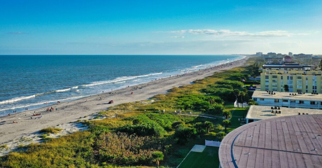 View of natural attractions from rooftop of of Cocoa Beach, Florida