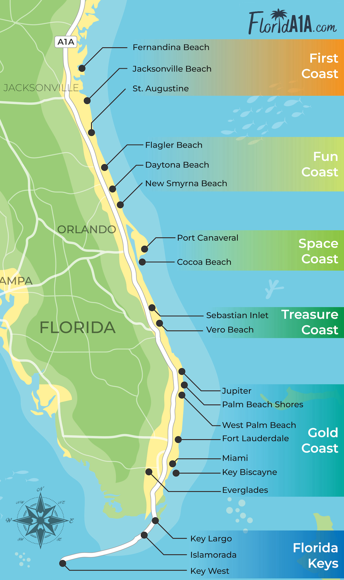 Map of A1A highway